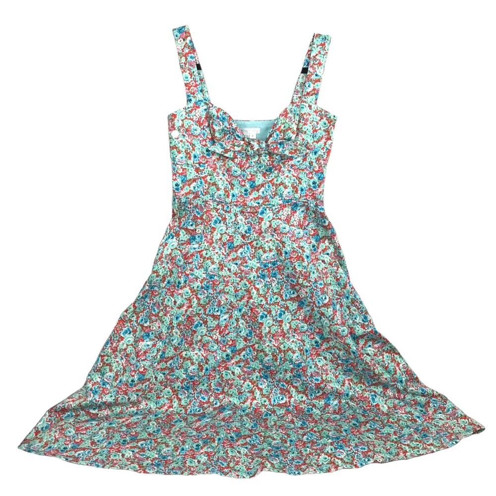 London Times Womens Dress Sz 6 Sleeveless Floral Rockabilly Retro Pinup Sun